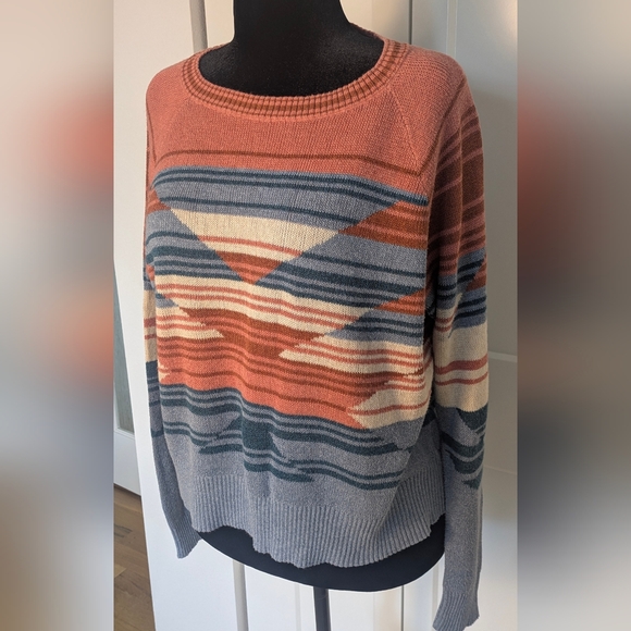 Pendleton Southwestern Cotton Sweater XL Geometric Knit  Western Boho Heritage - Picture 5 of 13